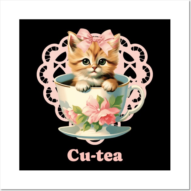 Cu-tea - Cute Cat Wall Art by Kamran Sharjeel